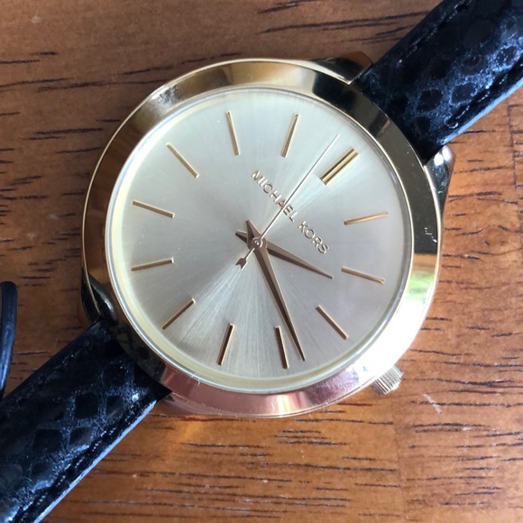 Michael Kors Accessories - Michael Kors Black and Gold Wrap Watch